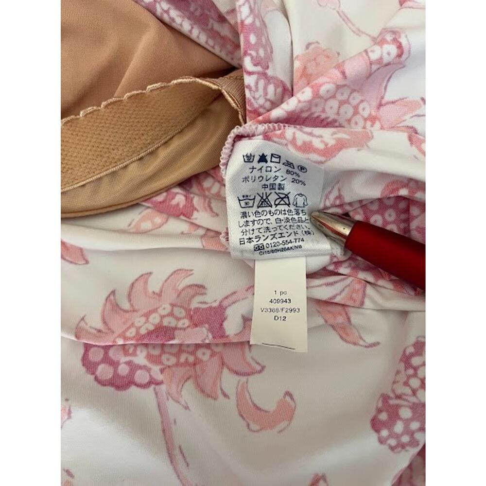 Lands End Tankini Swimsuit Top 22W Pink Floral Hawaiian Built In Bra - Picture 3 of 8